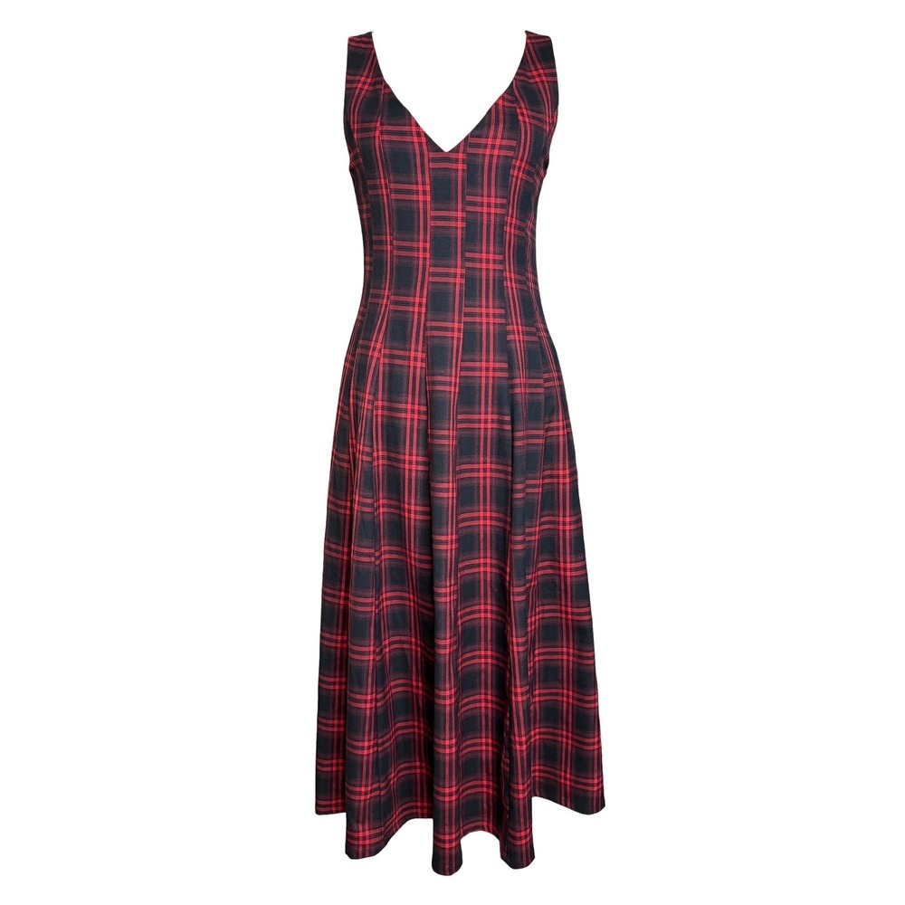 Avec Les Filles Plaid Dress 10 Red Black Midi Whimsigoth Gothic Punk Grunge - Picture 3 of 8